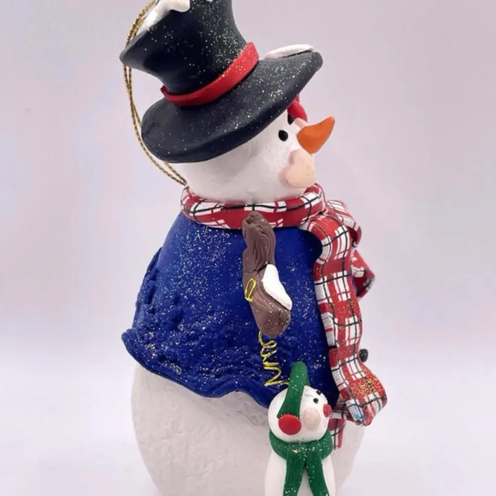 Snowman And Baby Polymer Clay Christmas‎ Ornament 5.75